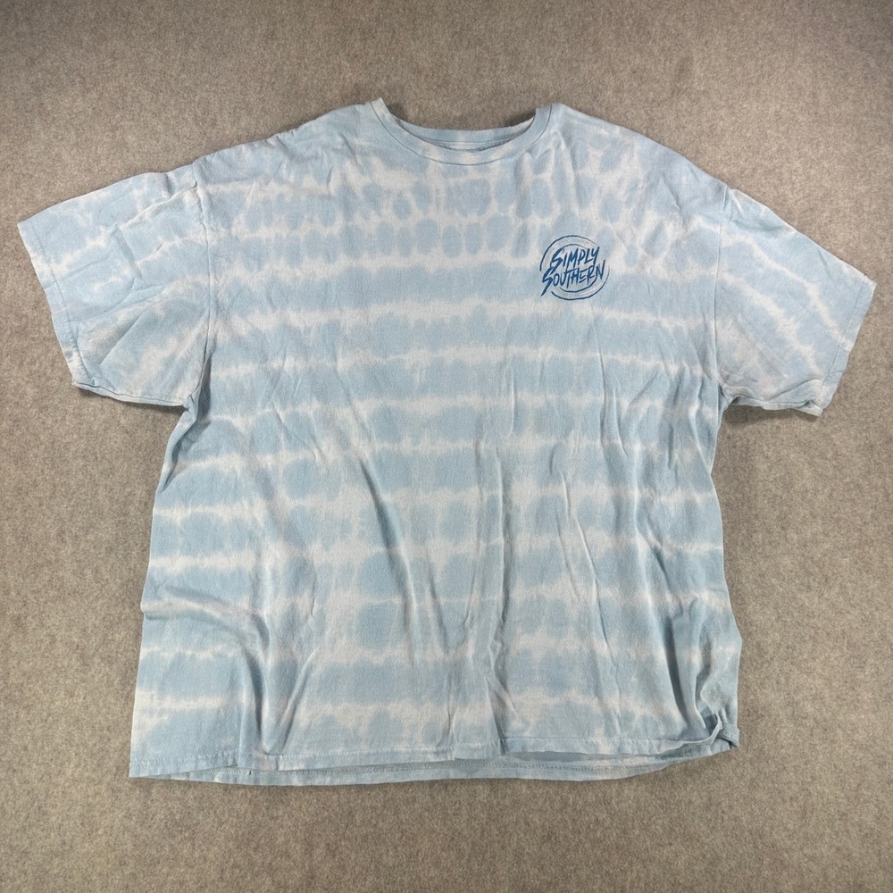 Simply Southern Womens Nineties Dog Rad Tie Dye Blue Short Sleeve Tee Size 2XL